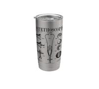 Estetoscopio Old Vintage Patente Dibujo Impresión Doctor Enfermera Vaso térmico de acero inoxidable de doble pared
