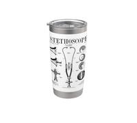 Estetoscopio Old Vintage Patente Dibujo Impresión Doctor Enfermera Vaso térmico de acero inoxidable de doble pared
