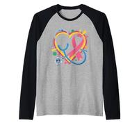 Estetoscopio Rosa Enfermera Medicina Concientización Cáncer de Mama Mujeres Camiseta Manga Raglan