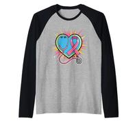Estetoscopio Rosa Enfermera Medicina Concientización Cáncer de Mama Mujeres Camiseta Manga Raglan