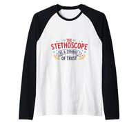 Estetoscopio Símbolo de Confianza Medical Healthcare Professional Camiseta Manga Raglan