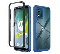 ESTH® Funda para Motorola Moto E13 [Protección Completa Anti-caída de 360°] Carcasa Transparente de Grado Militar con Protector de Pantalla Incorporada, Azul Oscuro