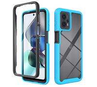 ESTH® Funda para Motorola Moto G13/G23 [Protección Completa Anti-caída de 360°] Carcasa Transparente de Grado Militar con Protector de Pantalla Incorporada, Azul Claro