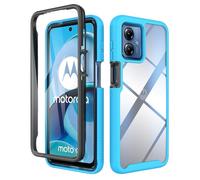 ESTH® Funda para Motorola Moto G14 [Protección Completa Anti-caída de 360°] Carcasa Transparente de Grado Militar con Protector de Pantalla Incorporada, Azul Claro