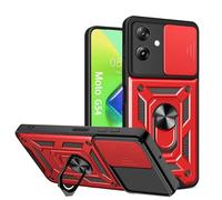 ESTH® Funda para Motorola Moto G54 5G con Protección de Cámara Cubierta y Soporte de Anillo [Compatible con Soporte Magnético para Coche] Carcasa Grado Militar Anti-caída, Rojo
