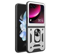 ESTH® Funda para Motorola RAZR 40 Ultra con Protección de Cámara Cubierta y Soporte de Anillo [Compatible con Soporte Magnético para Coche] Carcasa Grado Militar Anti-caída, Plata