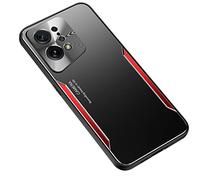 ESTH® Funda para OPPO Find X5, Armadura híbrida de Aluminio Metal a Prueba de Golpes Marco de Parachoques Carcasa de Silicona Suave, Rojo