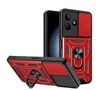 ESTH® Funda para Realme C51 4G con Protección de Cámara Cubierta y Soporte de Anillo [Compatible con Soporte Magnético para Coche] Carcasa Grado Militar Anti-caída, Rojo