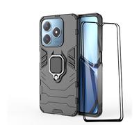 ESTH® Funda para Realme C61 4G/Realme C63 4G con 2 Piezas Protector de Pantalla, Giratorio Soporte de 360°, Compatible con Soporte Magnético para Coche, Carcasa Negro