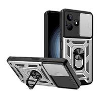 ESTH® Funda para Realme C61 4G/Realme C63 4G con Protección de Cámara Cubierta y Soporte de Anillo [Compatible con Soporte Magnético para Coche] Carcasa Grado Militar Anti-caída, Plata