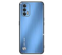 ESTH® Funda para Realme GT 5G, Armadura híbrida de Aluminio Metal a Prueba de Golpes Marco de Parachoques Carcasa de Silicona Suave, Azul