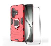 ESTH® Funda para Realme GT 6 5G/Realme GT 6T 5G con 2 Piezas Protector de Pantalla, Giratorio Soporte de 360°, Compatible con Soporte Magnético para Coche, Carcasa Rojo