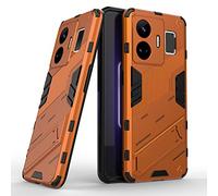 ESTH® Funda para Realme GT3/GT Neo 5 Compatible con Soporte Magnético para Coche [Grado Militar Anti-caída Protección] Carcasa Parachoque PC + TPU con Soporte Invisible, Naranja