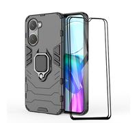 ESTH® Funda para Vivo Y03 4G/Vivo Y18 4G/Vivo Y28s 5G con 2 Piezas Protector de Pantalla, Giratorio Soporte de 360°, Compatible con Soporte Magnético para Coche, Carcasa Negro