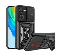 ESTH® Funda para Vivo Y03 4G/Vivo Y18 4G/Vivo Y28s 5G con Protección de Cámara Cubierta y Soporte de Anillo [Compatible con Soporte Magnético para Coche] Carcasa Grado Militar Anti-caída, Negro