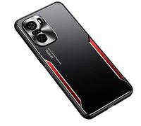 ESTH® Funda para Xiaomi Mi 11i, Armadura híbrida de Aluminio Metal a Prueba de Golpes Marco de Parachoques Carcasa de Silicona Suave, Rojo