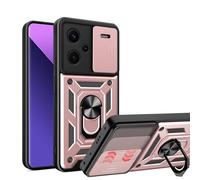 ESTH® Funda para Xiaomi Redmi Note 13 Pro Plus con Protección de Cámara Cubierta y Soporte de Anillo [Compatible con Soporte Magnético para Coche] Carcasa Grado Militar Anti-caída, Oro Rosa