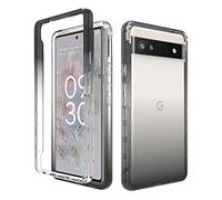 ESTH® Funda Transparente para Google Pixel 6a, Protector Antigolpes de 360 Grados, Carcasa de Silicona con PC Bumper, Sin Protector de Pantalla, Negro