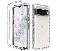 ESTH® Funda Transparente para Google Pixel 7, Protector Antigolpes de 360 Grados, Carcasa de Silicona con PC Bumper y Protector de Pantalla, Transparente