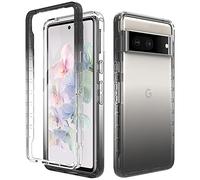 ESTH® Funda Transparente para Google Pixel 7, Protector Antigolpes de 360 Grados, Carcasa de Silicona con PC Bumper y Protector de Pantalla, Negro