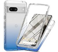 ESTH® Funda Transparente para Google Pixel 7a con Protector de Pantalla, Carcasa de Silicona con PC Bumper, Protector Antigolpes de 360 Grados, Azul