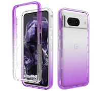 ESTH® Funda Transparente para Google Pixel 8 con Protector de Pantalla, Carcasa de Silicona con PC Bumper, Protector Antigolpes de 360 Grados, Púrpura