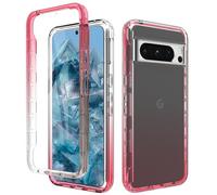 ESTH® Funda Transparente para Google Pixel 8 Pro con Protector de Pantalla, Carcasa de Silicona con PC Bumper, Protector Antigolpes de 360 Grados, Rojo