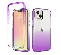 ESTH® Funda Transparente para iPhone 13, Protector Antigolpes de 360 Grados, Carcasa de Silicona con PC Bumper, Sin Protector de Pantalla, Púrpura
