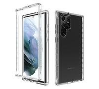 ESTH® Funda Transparente para Samsung Galaxy S22 Ultra 5G, Protector Antigolpes de 360 Grados, Carcasa de Silicona con PC Bumper, Sin Protector de Pantalla, Transparente