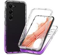 ESTH® Funda Transparente para Samsung Galaxy S23 5G, Protector Antigolpes de 360 Grados, Carcasa de Silicona con PC Bumper y Protector de Pantalla, Púrpura