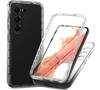 ESTH® Funda Transparente para Samsung Galaxy S23 5G, Protector Antigolpes de 360 Grados, Carcasa de Silicona con PC Bumper y Protector de Pantalla, Negro