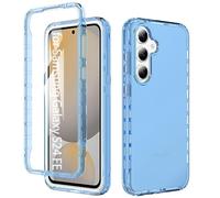 ESTH® Funda Transparente para Samsung Galaxy S24 FE con Protector de Pantalla, Carcasa de Silicona con PC Bumper, Protector Antigolpes de 360 Grados, Azul