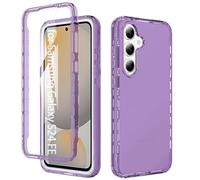 ESTH® Funda Transparente para Samsung Galaxy S24 FE con Protector de Pantalla, Carcasa de Silicona con PC Bumper, Protector Antigolpes de 360 Grados, Púrpura