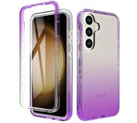 ESTH® Funda Transparente para Samsung Galaxy S24 Plus con Protector de Pantalla, Carcasa de Silicona con PC Bumper, Protector Antigolpes de 360 Grados, Púrpura