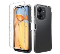 ESTH® Funda Transparente para Xiaomi Redmi 13C (4G/5G)/Poco C65 con Protector de Pantalla, Carcasa de Silicona con PC Bumper, Protector Antigolpes de 360 Grados, Negro