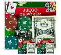 Esthelar Select Juego de Póker Profesional con Fichas - Pack Doble con 2 Barajas y 48 Fichas - Set Completo para Casino en Casa - Ideal para Regalar Chica Chico Novios