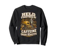 Estibador Held Together by Caffeine and Union Benefits Sudadera