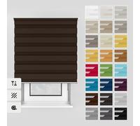 Estika Estor Doble con Perforación - 150x220 cm - Marrón - Enrollable para Interior, Montaje en Techo o Pared, Ideal para Ventanas y Puertas