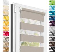 Estika - Estor Doble con Sistema Klemmfix sin taladrar 120 cm x 40 cm - Gris marrón - 27 Colores, Estor dúo para día y Noche, protección Visual para Ventanas