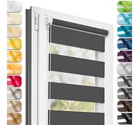 Estika - Estor Doble con Sistema Klemmfix sin taladrar 120 cm x 50 cm - Grafito - 27 Colores, Estor dúo para día y Noche, protección Visual para Ventanas