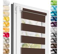 Estika - Estor Doble con Sistema Klemmfix sin taladrar 120 cm x 55 cm - Marrón - 27 Colores, Estor dúo para día y Noche, protección Visual para Ventanas