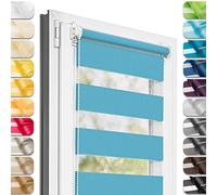 Estika - Estor Doble con Sistema Klemmfix sin taladrar 220 cm x 60 cm - Cielo Azul - 27 Colores, Estor dúo para día y Noche, protección Visual para Ventanas