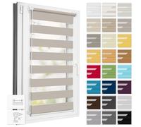 Estika Estor Doble Klemmfix sin taladrar - 38 cm x 150 cm - Marrón grisáceo - Estor Doble día y Noche para Ventanas sin taladrar, protección Solar y privacidad