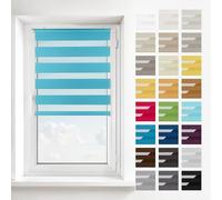 Estika Estor Enrollable Doble sin taladrar, instalación rápida 2 en 1 - Klemmfix - Cielo Azul - 60 x 120 cm - Estor dúo para día y Noche, protección Visual para Ventanas