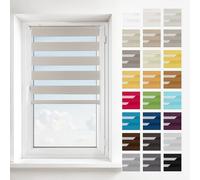 Estika Estor Enrollable Doble sin taladrar, instalación rápida 2 en 1 - Klemmfix - Gris-marrón - 65 x 150 cm - Estor dúo para día y Noche, protección Visual para Ventanas