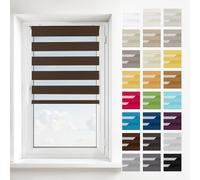 Estika Estor Enrollable Doble sin taladrar, instalación rápida 2 en 1 - Klemmfix - Marrón - 50 x 150 cm - Estor dúo para día y Noche, protección Visual para Ventanas