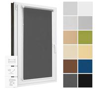 Estika Estor Enrollable Opaco sin taladrar - 89 cm x 220 cm- Graphit - Estor térmico, Cortina para Ventanas sin Agujeros, Protección Solar y privacidad para Ventanas en Interior