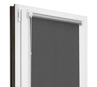 Estika Estor Opaco Térmico sin Taladrar - 35 cm x 120 cm - Grafito - 13 Colores de Tela, Estores para Ventanas sin Perforación, Estor Enrollable con Fijación por Pinza para Interior