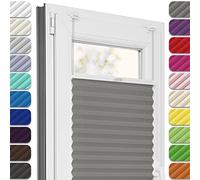 Estika Estor Plisado sin Agujeros, Premium Klemmfix - 60 cm Ancho x 80 cm Alto - Gris Oscuro - Protección Solar y privacidad Moderna para Ventanas, Estores para Ventanas sin Agujeros