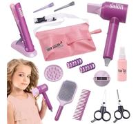 Estilismo y Peluquería Conjunto Juego Belleza,Set de Juegos de 14 Piezas de Salón de Belleza para Niñas,Pretend Maleta de Maquillaje para Niños,para Niñas de 3 Años.